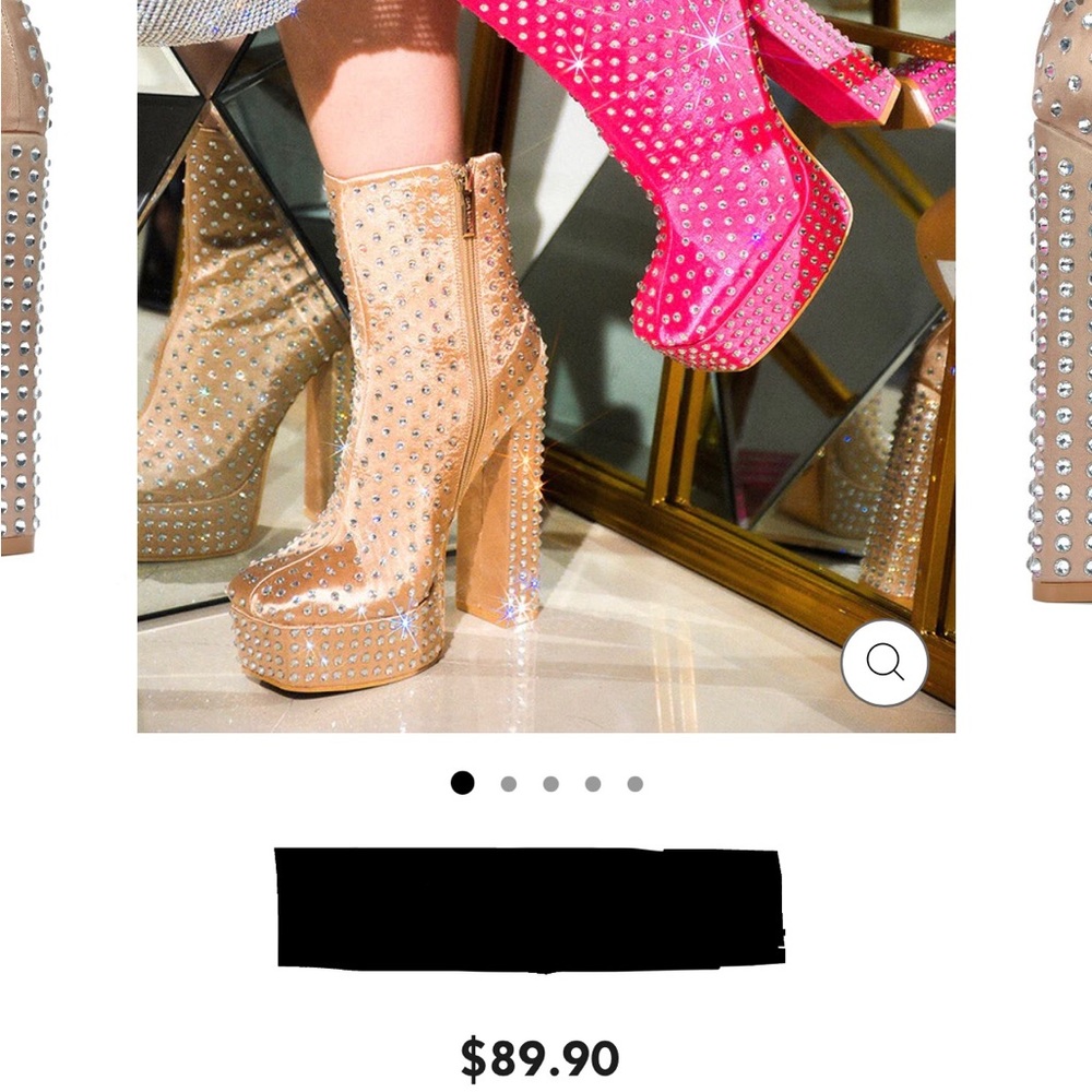 New Glam Pink Rhinestone Boots - Picture 3 of 6